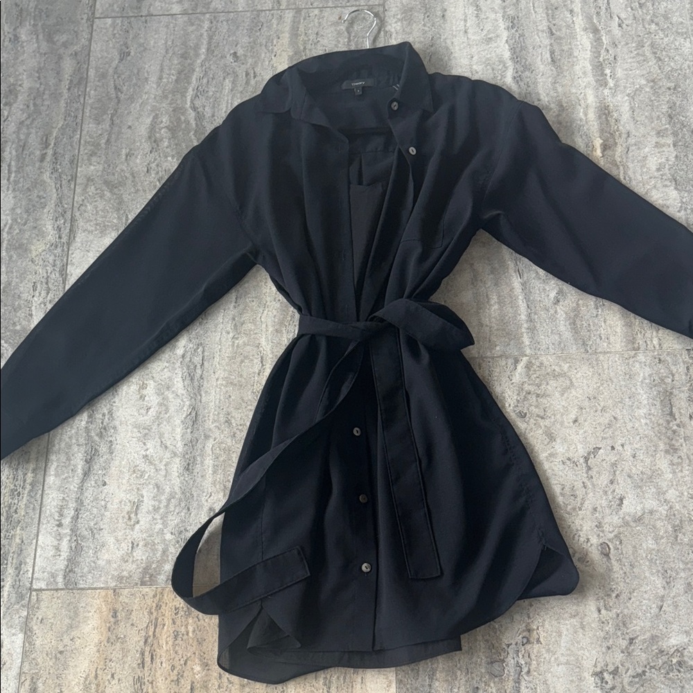 Theory Classic Black Long Sleeve Shirt Dress